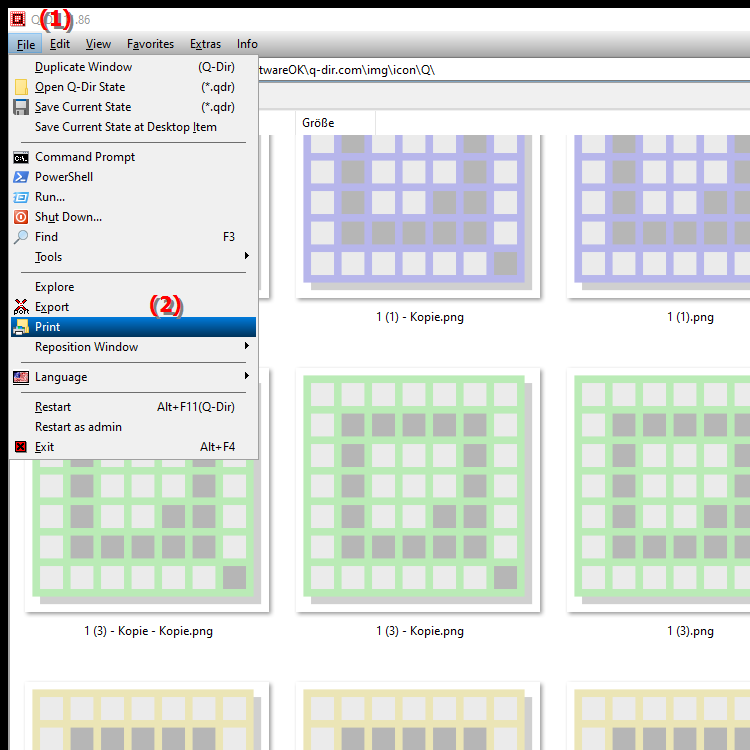 How do I print file or directory lists in File Explorer